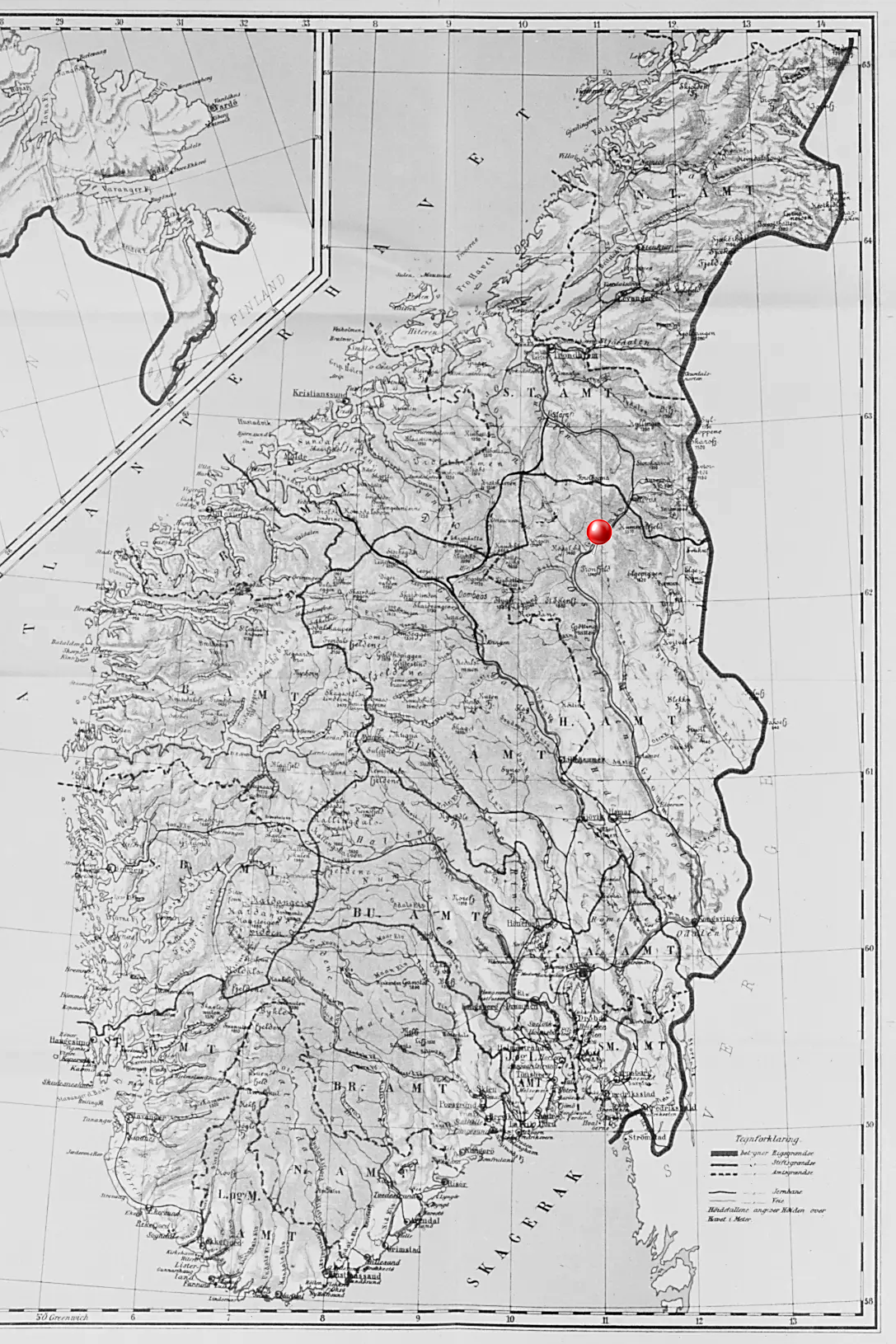 Norway Map historical details by Anders Beer Wilse, 1921